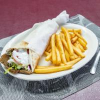 Large Gyro Sandwich · Rotisserie style, mixed beef and lamb, marinated with delicious seasonings wrapped in a pita...