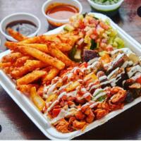 3. Mix Platter · Served with rice, salad and fries or hummus.