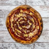 Hawaiian Shirt Day Pizza · Pineapple, bacon, red onions, shredded mozzarella, spicy tomato sauce and BBQ drizzle.