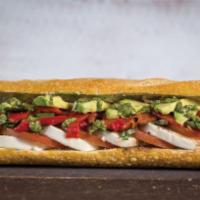 Super Duper Caprese Sandwicheez · Caprese and avocado, pesto and roasted red peppers.