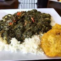 Lalo (jute/spinach) · Jute leaves mixed with spinach cooked with pork, turkey and crab.
