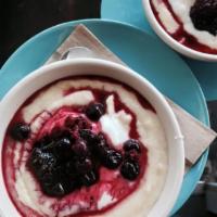 Breakfast Pudding · Grandma's Farina Porridge recipe (cream of wheat, orange zest, egg, milk) topped with yogurt...