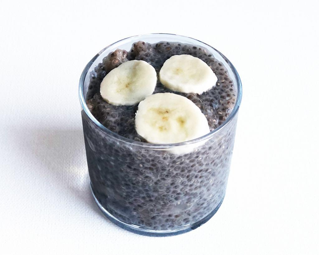 Gluten-Free and Vegan Banana Chia Pudding · Chia seeds soaked overnight in dairy-free milk and sweetened with raw cane sugar.