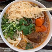 Beef Stew Pho · Beef Stew, rice noodles, bean sprouts, basil, coriander, cilantro, green and white onions, a...