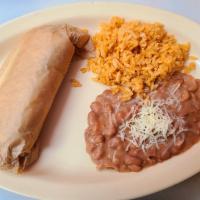 Kid's Burrito · Served with rice and beans on the side