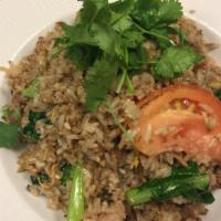 Thai Fried Rice · The classic fried rice, with Jasmine rice, egg, a slice of tomato, Chinese broccoli, broccol...
