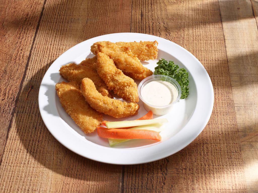Chicken Tenders · Chicken breast strips served with celery, carrot sticks, and ranch dressing.