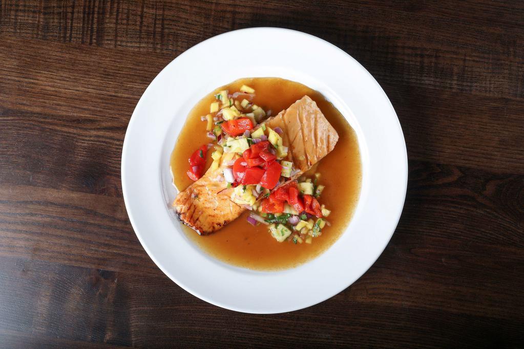 Salmon Tropical · Grilled salmon simmered in a delicious sweet sauce.