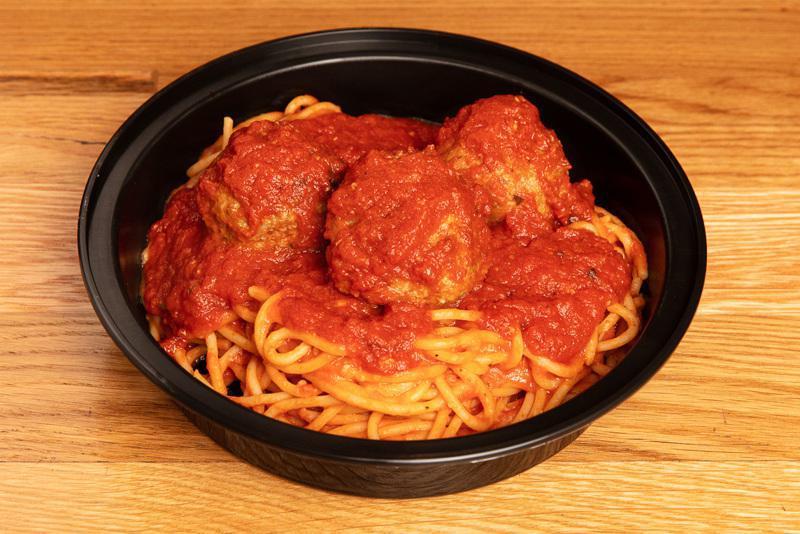 Pasta and Meatballs · Meatballs and traditional Italian tomato sauce.