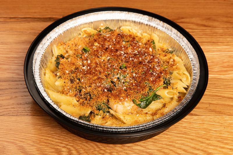 Pasta Shrimp Oreganate · Shrimp and spinach sauteed in garlic and white wine scampi
sauce, topped with toasted breadcrumbs.