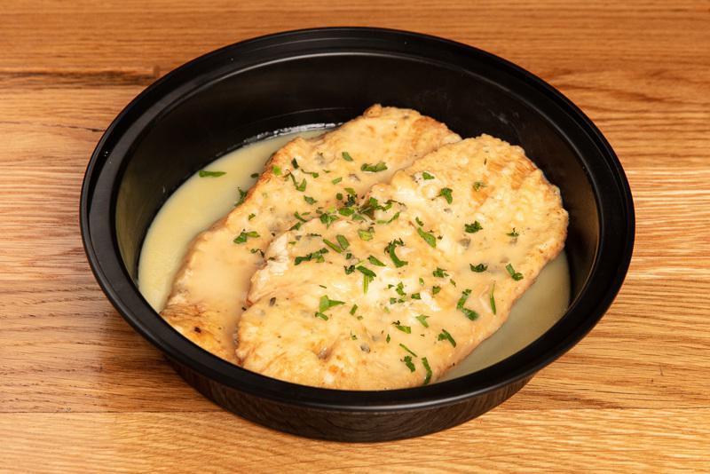 Chicken Francese · Egg battered chicken scallopine sauteed in white wine, lemon
and butter sauce.