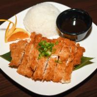 Chicken Katsu · Panko crusted chicken cutlet paired with wedashii's signature apple infused. Served with ric...