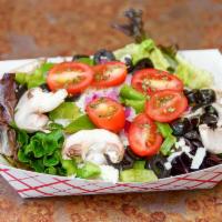 House Salad · mixed greens, romaine lettuce, cherry tomatoes, mushrooms, green peppers, onions, black oliv...