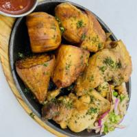 Chicken Kazan- Kebab  · Fried mix of halal chicken breast and thigh with chunks of fried organic idaho and sweet pot...