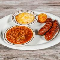 Sausage Platter · Choice of grilled chicken or smoked hot link.