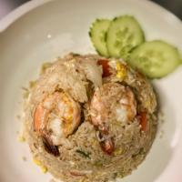 R1. Thai Fried Rice · Fried rice with choice of meat, egg, onions, scallions and tomatoes. *PLEASE NOTE: Can not b...
