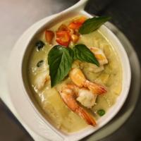 C1. Kang Curry · Choice of green or red curry with coconut milk, eggplant or
bamboo shoots, basil eaves, gree...