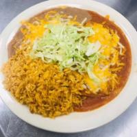1 Cheese Enchilada Plate · Served with Spanish rice and beans.