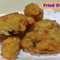 Fried Oyster  · 6 pieces. Deep-fried oyster in breadcrumbs with sweet chili sauce. contains gluten