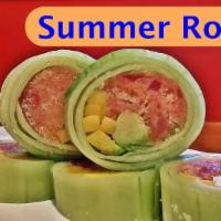 Summer Roll  · 5 pieces. Chopped tuna with tempura flakes, avocado, mango and spicy mayo rolled in sliced c...