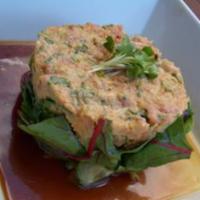 Spicy Tuna Tartar · Spicy tuna, rice, avocado, and fried shallots with ponzu sauce.