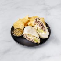 Super Chicken Burrito · Grilled chicken, Monterey Jack cheese, pico de gallo, guacamole, and sour cream.