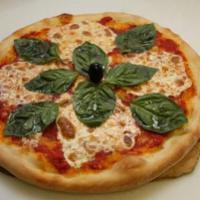 Margherita Pizza · Fresh tomato sauce, fresh mozzarella cheese and fresh basil.
