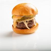 Grass Fed Beef Slider · Served on a brioche bun with Mel's special sauce and a pickle slice. Mel's choice ground chu...