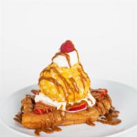 The Dulce · Waffle dusted in cinnamon and sugar, fried ice cream and dulce de leche.
