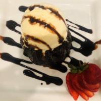Chocolate Lava Bundt Cake · Chocolate Bundt Cake, Vanilla Ice Cream, Hot Fudge Topping