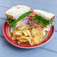 Deli Sandwich · Ham, turkey or pastrami, cheddar, Swiss, pepper Jack or provolone cheese. Served on your cho...