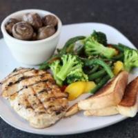 Mesquite Grilled Chicken Breast Dinner · Make it saucy with bourbon glaze, mango chile glaze, original BBQ, Buffalo or our honey chip...