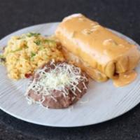 Chimichanga Dinner · Choice of seasoned beef and cheese, bean and cheese or seasoned chicken, cheese and green ch...