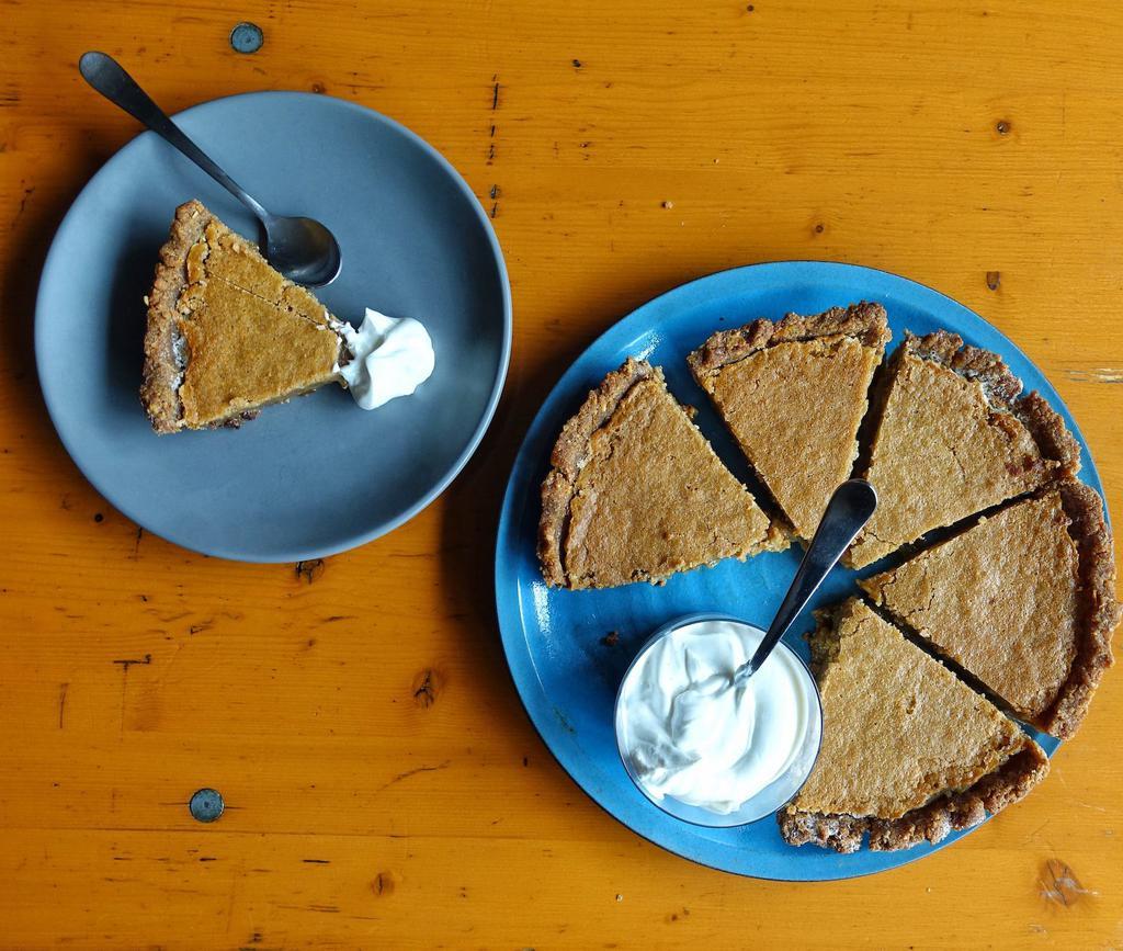 whole pa pie  · 4-8 slices + 8 oz vanilla labne