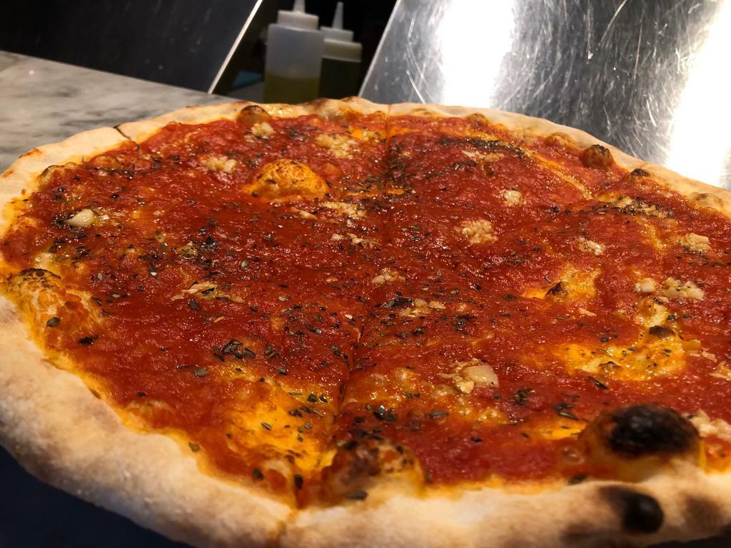 Marinara Pizza · Tomato, oregano and garlic (no mozzarella).