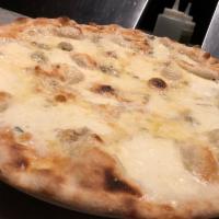 Formaggi D’Italia Pizza · White pizza. Fontina, mozzarella, Parmigiano Reggiano and Gorgonzola.