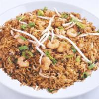 Shrimp Fried Rice · Shrimp mixed with eggs, green onions, and bean sprouts.