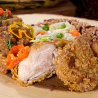 Fried Chicken Meal · Golden brown, crunchy outside and tender inside. Fried in a well-seasoned batter with a hint...