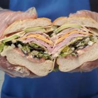 THE GODFATHER · AVOCADO, HAM, TURKEY BREAST, SWISS CHEESE, AMERICAN CHEESE, BACON, PEPPERONCINI, 
LETTUCE, T...