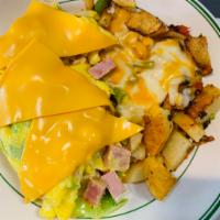 Western Omelette Plate · Onions, bell peppers, diced ham and American cheese.