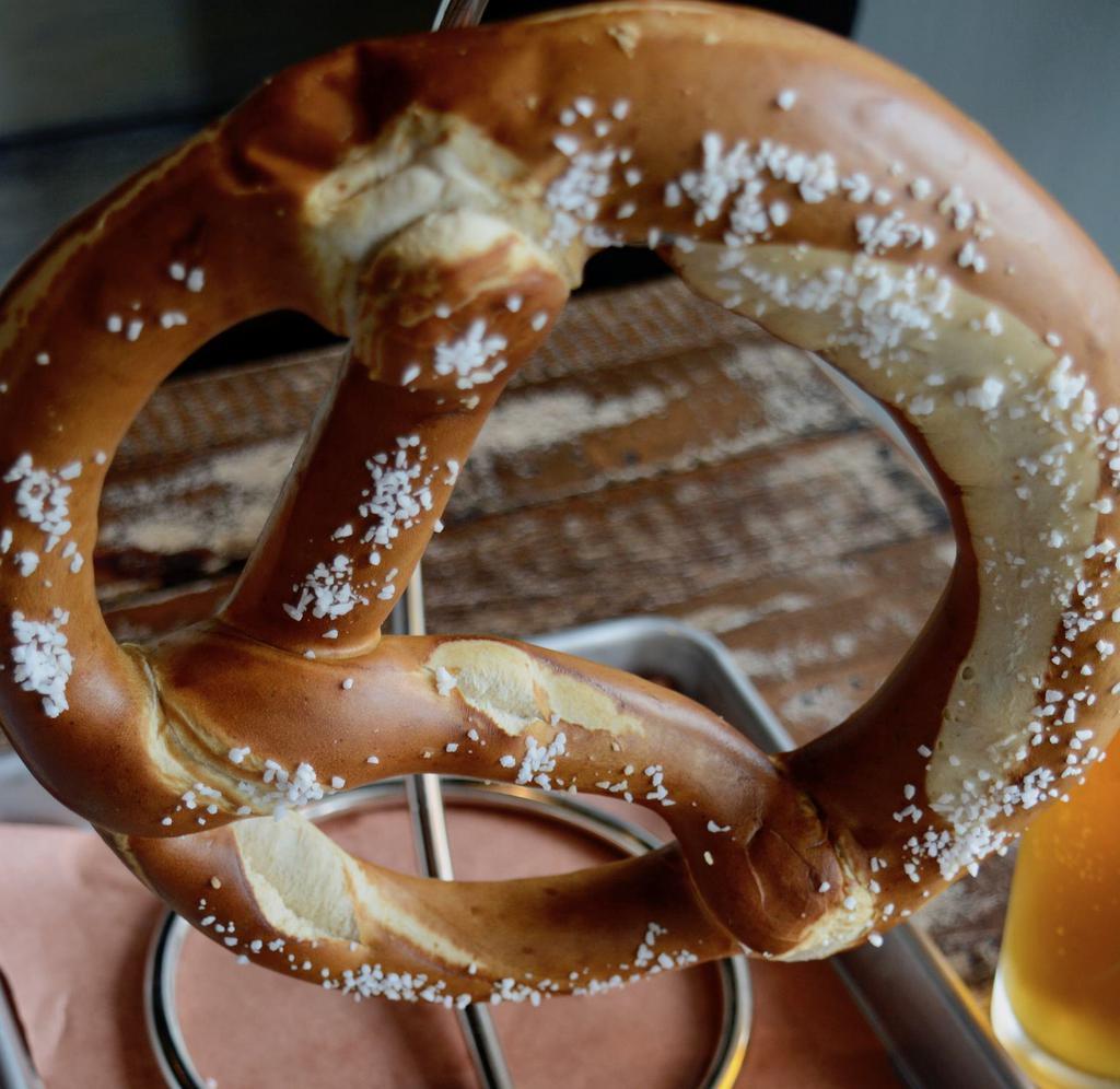 Bavarian Pretzel · Handcrafted soft pretzel with beer cheese and mustard,