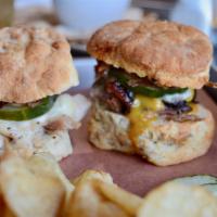 2 Biscuit Sliders · Served on homemade biscuits, mix and match.