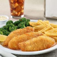 New! Fried Fish Platter · Wild-caught Alaska pollock fillets fried golden-brown, plus tartar sauce. Served with two si...