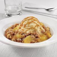 Caramel Apple Pie Crisp  · Warm apple pie crisp topped with premium vanilla ice cream, salted caramel and powdered sugar.
