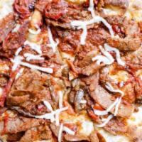 Sausage & Peppers Pizza · Italian sausage, bell peppers, onion,
mozzarella, parmesan, tomato sauce