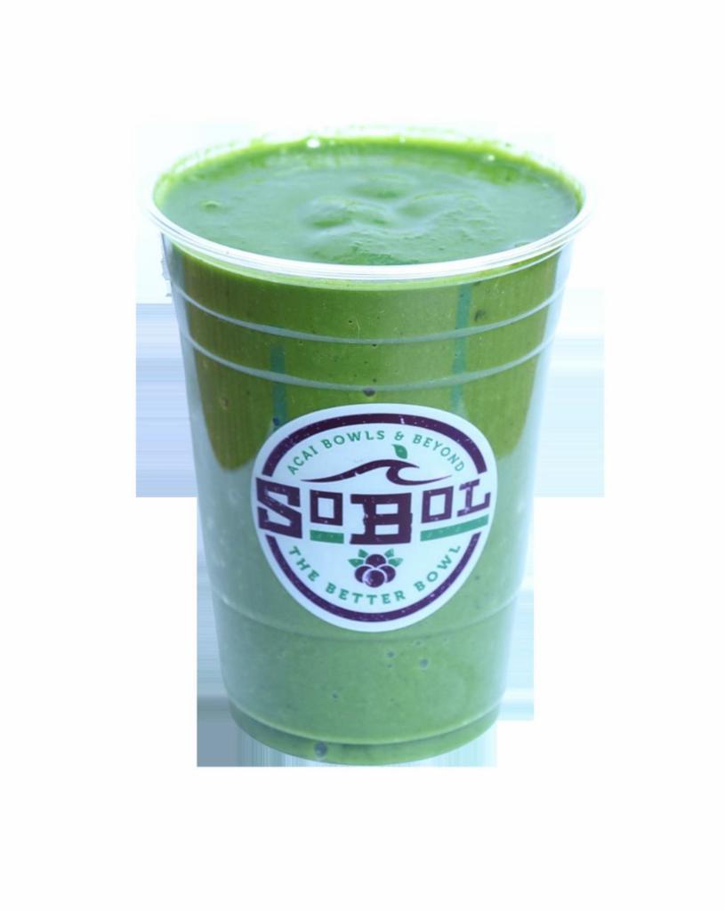 Super Green Smoothie · Spinach, kale, mango, banana, agave and almond milk.