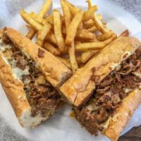 Cheese steak · Onions, meat, mayo and cheese.