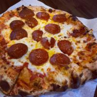 Pepperoni Classic Pizza · Hand-stretched Neapolitan crust (imported flour from Italy), Brooklyn red sauce, four blend ...