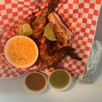 Combo #2 · three pieces of charbroiled chicken with 2 small sides and your choice of tortillas
