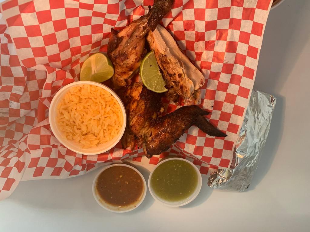 Combo #2 · three pieces of charbroiled chicken with 2 small sides and your choice of tortillas